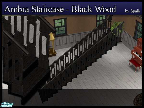Sims 2 — Ambra Staircase Black Wood REC by Spaik — Recolour in black wood, matching Maxis Mission furniture, of my Ambra