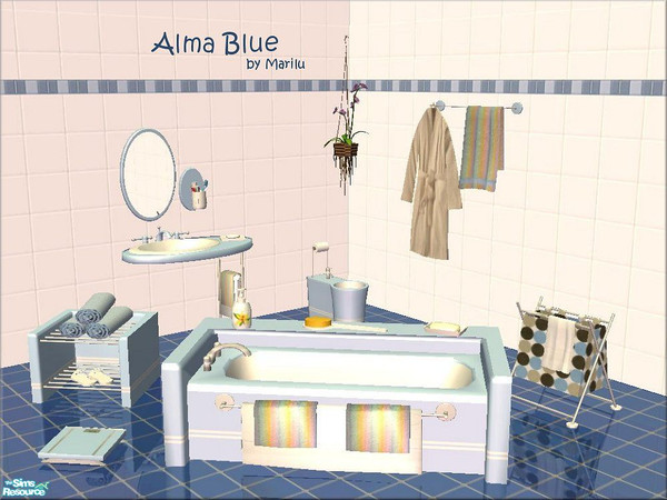 Sims 2 — Alma Blue by marilu — blue Recolor from Set Alma