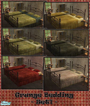 Sims 2 — Grunge Bedding - Set1 by Donnha — Grunge themed bedding.