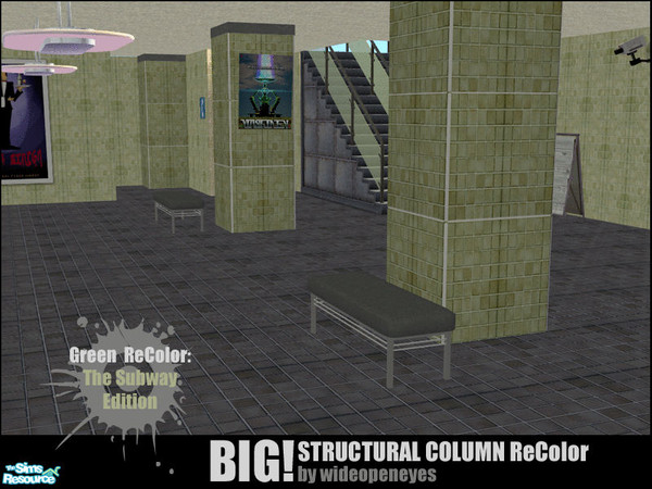 Sims 2 — BIG! Column - Subway Edition Green by wideopeneyes — This is a recolor for the BIG! Structural Column mesh I