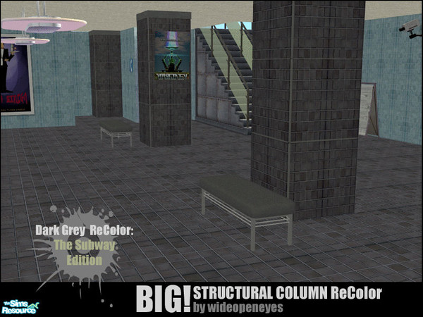 Sims 2 — BIG! Column - Subway Edition Dk Grey by wideopeneyes — This is a recolor for the BIG! Structural Column mesh I