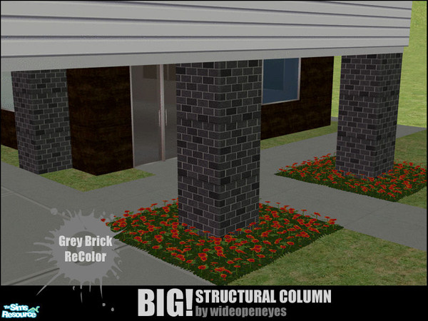 Sims 2 — BIG! Structural Column - Grey Brick by wideopeneyes — Sometimes you just want a big freakin\' column, lol. So