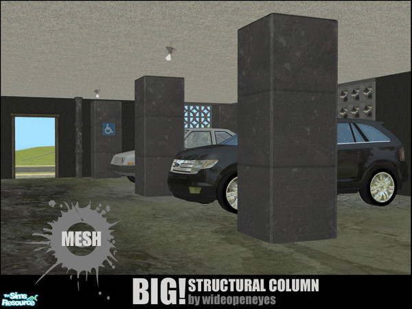 Sims 2 — BIG! Structural Column - Dark Concrete by wideopeneyes — Sometimes you just want a big freakin\' column, lol. So