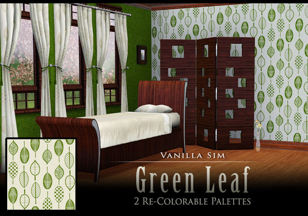 Sims 3 — Green Leaf by Vanilla Sim — Sophisticated green leaf pattern