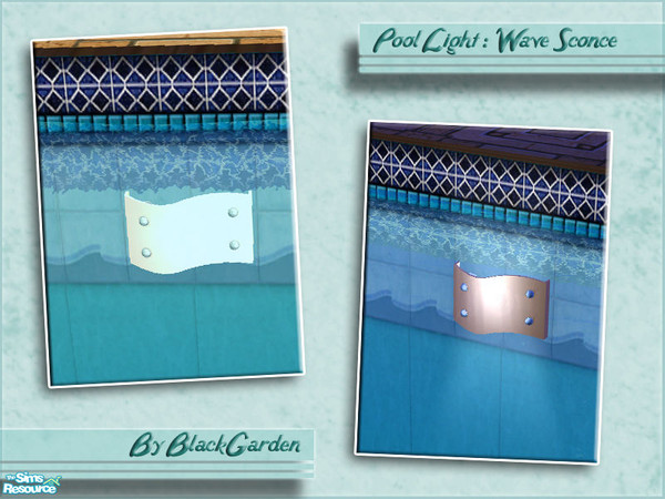 Sims 2 — Pool Lights - Wave Sconce by BlackGarden — The Maxis wave sconce wall light, converted into a pool light. The