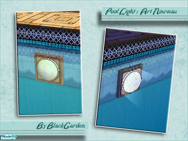 Sims 2 — Pool Lights - Art Nouveau by BlackGarden — The Maxis art nouveau wall light, converted into a pool light. The