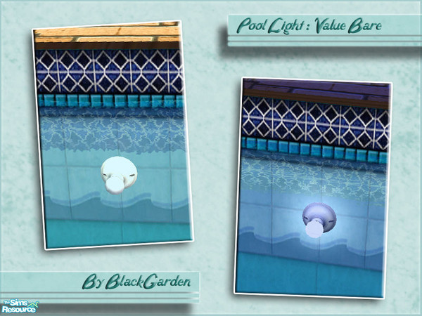 Sims 2 — Pool Lights - Value Bare Bulb by BlackGarden — The Maxis value bare bulb wall light, converted into a pool