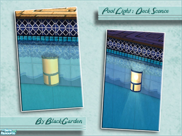 Sims 2 — Pool Lights - Deck Sconce by BlackGarden — The Maxis deck sconce wall light, converted into a pool light. The