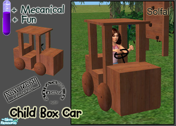 Sims 2 — Child Box Car Mesh by solfal — Box car that can be used by childs. It moves a little forward and then back