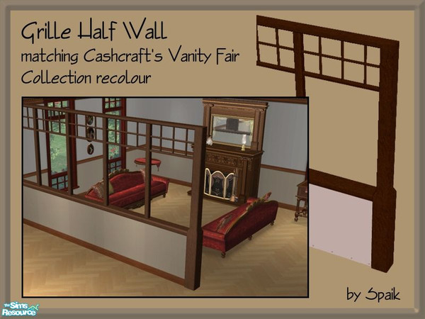 Sims 2 — Grille Half Wall Vanity Fair Collection Dark by Spaik — Another half wall with the grille pattern on the upper