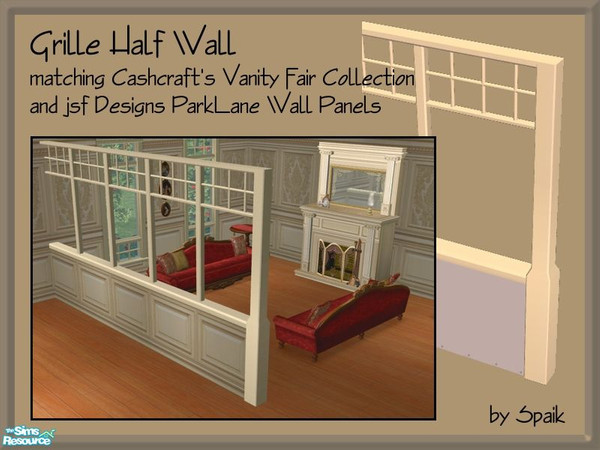 Sims 2 — Grille Half Wall Vanity Fair Collection Light by Spaik — Another half wall with the grille pattern on the upper