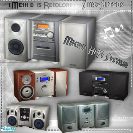 Sims 2 — S2S Micro HiFi System - Set by sims2sisters — 1 mesh + 15 recolors