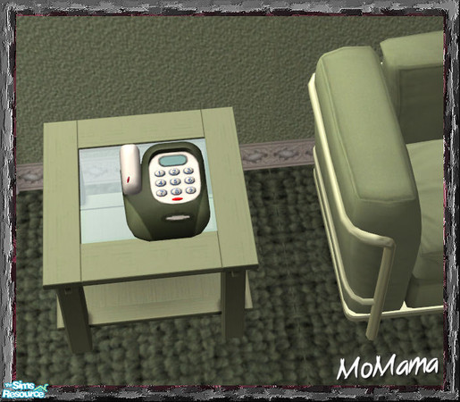 Sims 2 — NK Talk Time Phonality - Olive by MoMama — The table phone from Free Time in Olive.