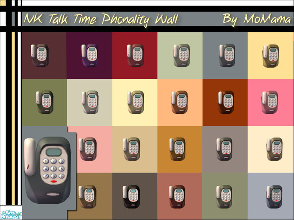 Sims 2 — NK Talk Time Phonality Wall by MoMama — Recolors of the Free Time wall phone in 22 colors.