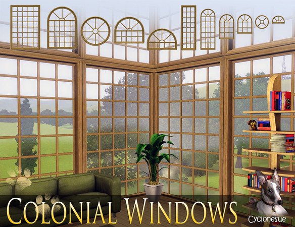 Sims 3 — Colonial Windows by Cyclonesue — Colonial windows extended to include counter-height, loft, full height and