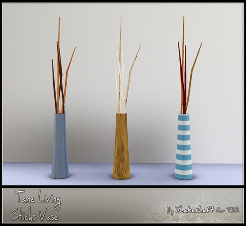 Sims 3 — Tane Sticks Vase by Shakeshaft — Part of the Tane Living Extras Set, the Tane Sticks Vase as 3 recolourable