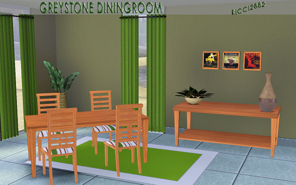 Sims 3 —  GreystoneDining by TheNumbersWoman — Nice dining room from totally recycled materials therefore keeping the