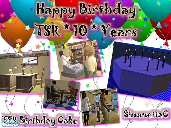 Sims 2 — TSR Birthday Cake by SimonettaC — Celebrate 10 years of TSR! Built to look like a Birthday cake, with a lit