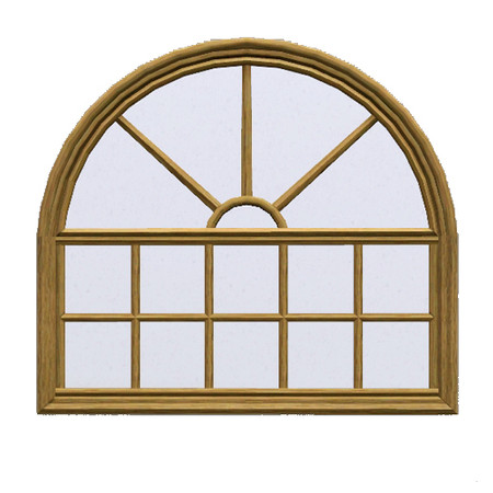 Sims 3 — Colonial Half Arch (2-tile) by Cyclonesue — A full width, half height loft window to match the Colonial set of