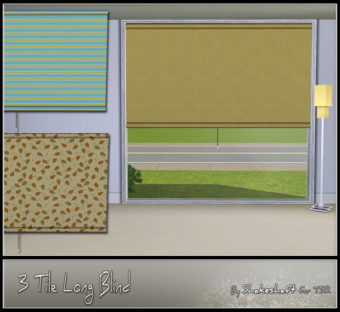 Sims 3 — 3 Tile Long Blind by Shakeshaft — Part of the Blind Crazy set, this Long 3 Tile Blind fits the 3 Tile Intl