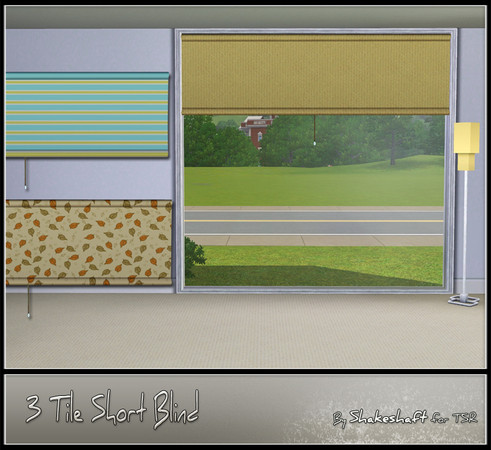 Sims 3 — Short 3 Tile Blind by Shakeshaft — Part of the Blind Crazy set, this Short 3 Tile Blind fits the 3 Tile Intl