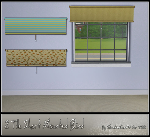 Sims 3 — 2 Tile Short Wall Mounted Blind by Shakeshaft — Part of the Blind Crazy set, this 2 Tile Short Wall Mounted