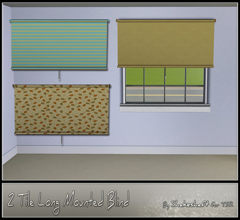 Sims 3 — 2 Tile Wall Mounted Blind by Shakeshaft — Part of the Blind Crazy set, this 2 Tile Wall Mounted Blind fits most