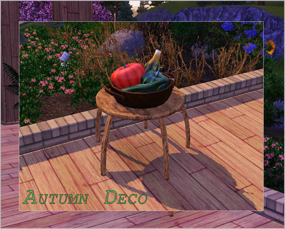 Sims 3 —  Atumn by ShinoKCR — Contains a small Coffeetable and a Basket with Pumpkins 