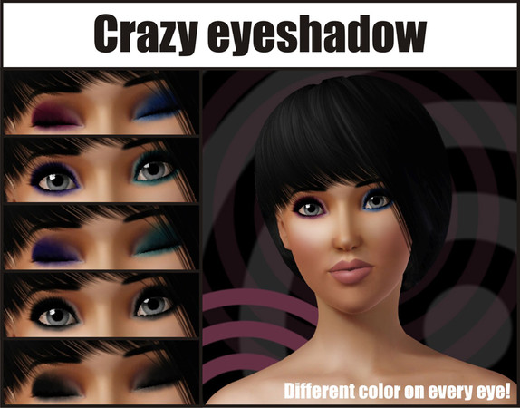 Sims 3 — Crazy eyeshadow by Gosik — New, crazy eyeshadow with three recolorable leyers (left eye, right eye and