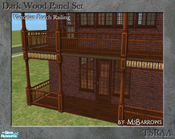 Sims 2 — Dark Wood Porch Railing by MsBarrows — My Victorian porch railing recoloured to match my dark wood walls and