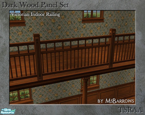 Sims 2 — Dark Wood Indoor Railing by MsBarrows — My Victorian indoor railing recoloured to match my dark wood walls and