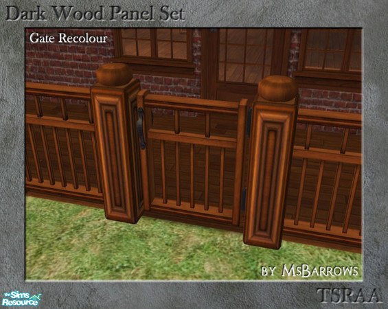 Sims 2 — Dark Wood Gate Recolour by MsBarrows — My Victorian gate recoloured to match my dark wood walls and floors.