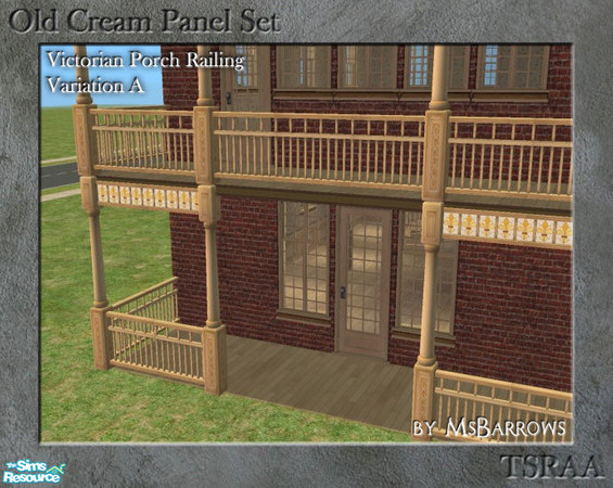 Sims 2 — Old Cream Porch Railing - Var. A by MsBarrows — My Victorian porch railing recoloured to match my old cream