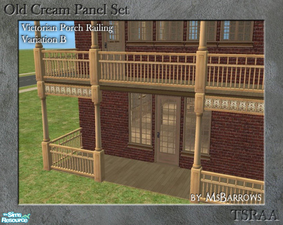 Sims 2 — Old Cream Porch Railing - Var. B by MsBarrows — My Victorian porch railing recoloured to match my old cream