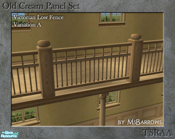 Sims 2 — Old Cream Low Fence - Var. A by MsBarrows — My Victorian low fence recoloured to match my old cream walls and