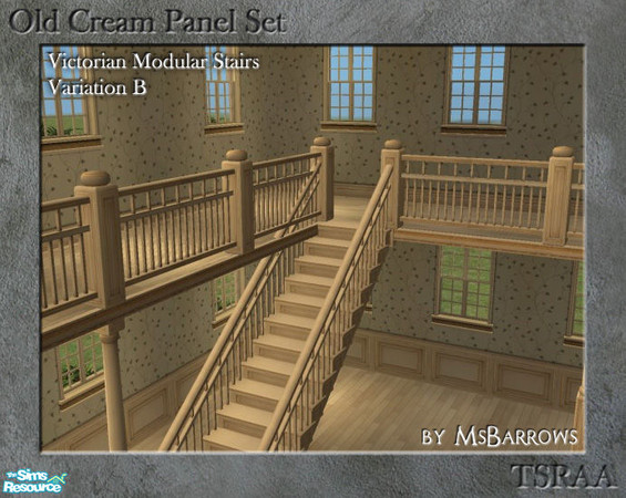 Sims 2 — Old Cream Modular Stairs - Var. B by MsBarrows — My Victorian modular stairs recoloured to match my old cream