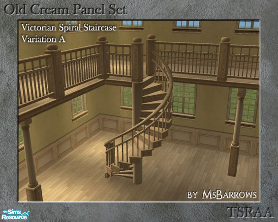Sims 2 — Old Cream Spiral Stairs - Var. A by MsBarrows — My Victorian spiral stairs recoloured to match my old cream