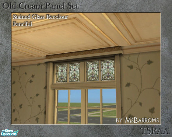 Sims 2 — Old Cream Stained Glass - Fanciful by MsBarrows — My Victorian Matrix windows recoloured to match the fanciful