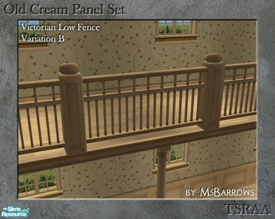 Sims 2 — Old Cream Low Fence - Var. B by MsBarrows — My Victorian low fence recoloured to match my old cream walls and