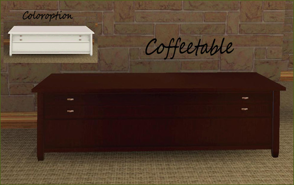 Sims 3 — PBLiving Coffeetable by ShinoKCR — Coffeetable 3 Coloroptions: wood, black and white