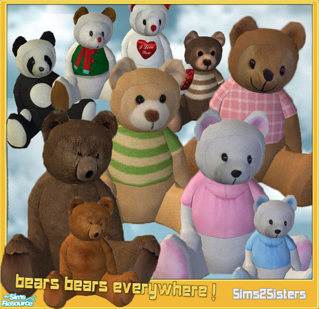 Sims 2 — S2S Teddy Bears - Set by sims2sisters — Teddy Bear decoration. 1 mesh and 9 recolors