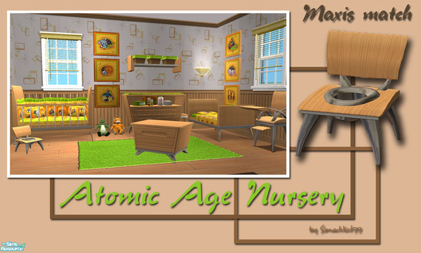 Sims 2 — Atomic Age Nursery by Simaddict99 — This nursery set was made to match Maxis Pets EP Atomic Age pieces. All