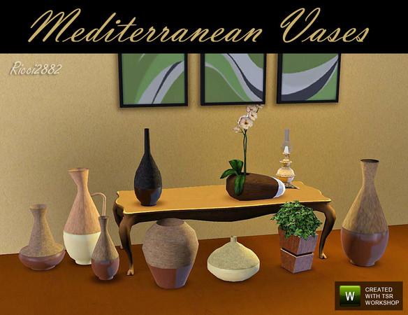 Sims 3 — Mediterranean Vases by TheNumbersWoman — Made from Broken Glass, recycled in the Mediterranean done cheaply for