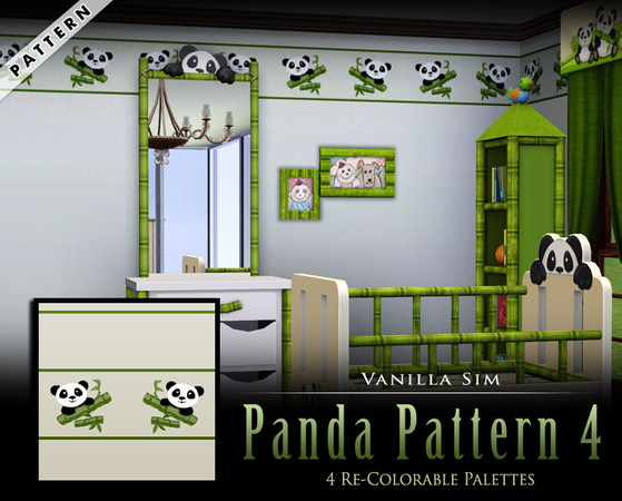 Sims 3 — Panda Pattern 4 by Vanilla Sim — Made to match the Animals Abound set from the Sims 3 Store. To use this pattern