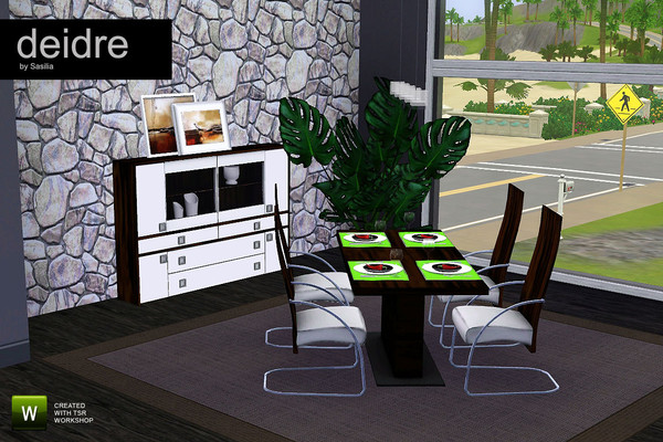 Sims 3 — Diningroom Deidre by Sasilia — Set contains: Chair, Table, Ceilinglamp, Sideboard, Planter, Tableware