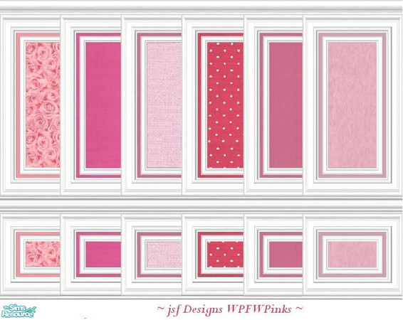 Sims 2 — jsfDesignsWPFWPinks by jsf — Fully wainscotted, white panels hold luscious shades of rose and pink in fabrics