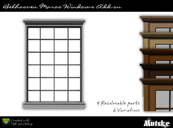 Sims 3 — Window Belhooven Maroo Tall 2x1 by Mutske — Matches the Belhooven Maroo Window. 4 Recolorable part. 6