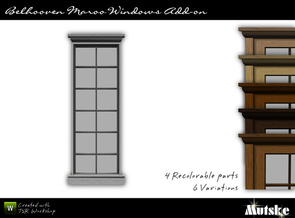 Sims 3 — Window Belhooven Maroo 1x1 Tall by Mutske — Matches the Belhooven Maroo Window. 4 Recolorable part. 6