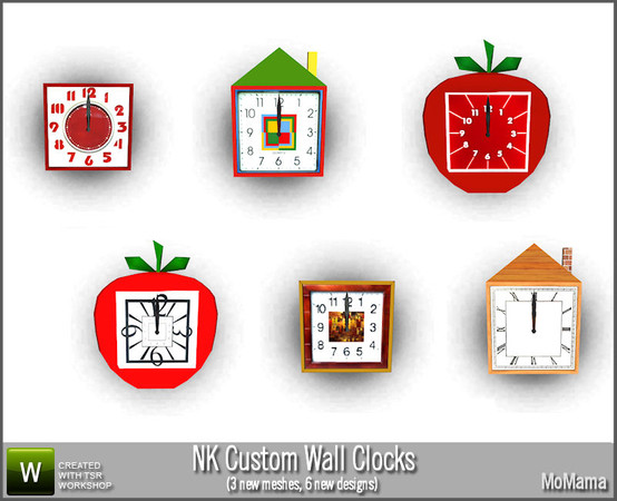 Sims 3 —  NK Custom Wall Clocks by MoMama — A set of custom wall clocks for your Sims to keep up with their busy lives.