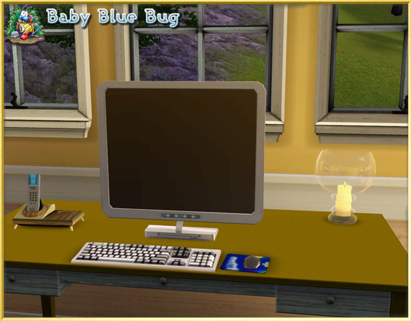 Sims 3 — bbb Computer Large Flat Screen  by babybluebug — Computer Flat Screen redesigned for a larger screen computer.